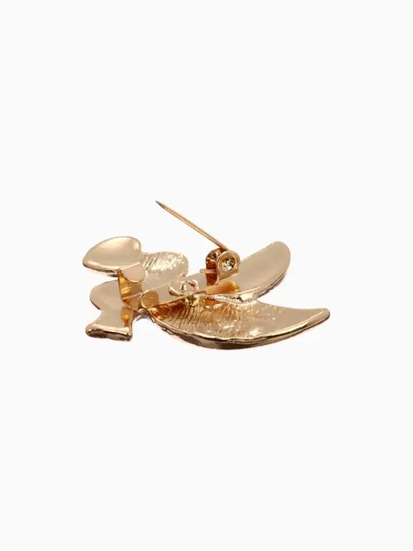 Брошь &laquo;Голуби&raquo;, с сердечками, бело-красная в золоте