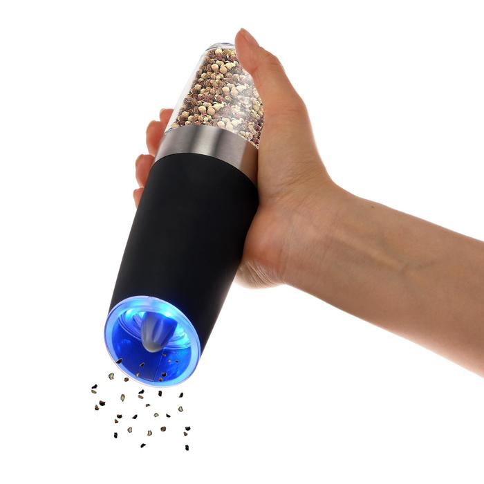 Мельница электрическая Luazon LET-003, гравитационная, пластик, от батареек, черная Мельница электрическая Luazon LET-003, гравитационная, пластик, от батареек, черная