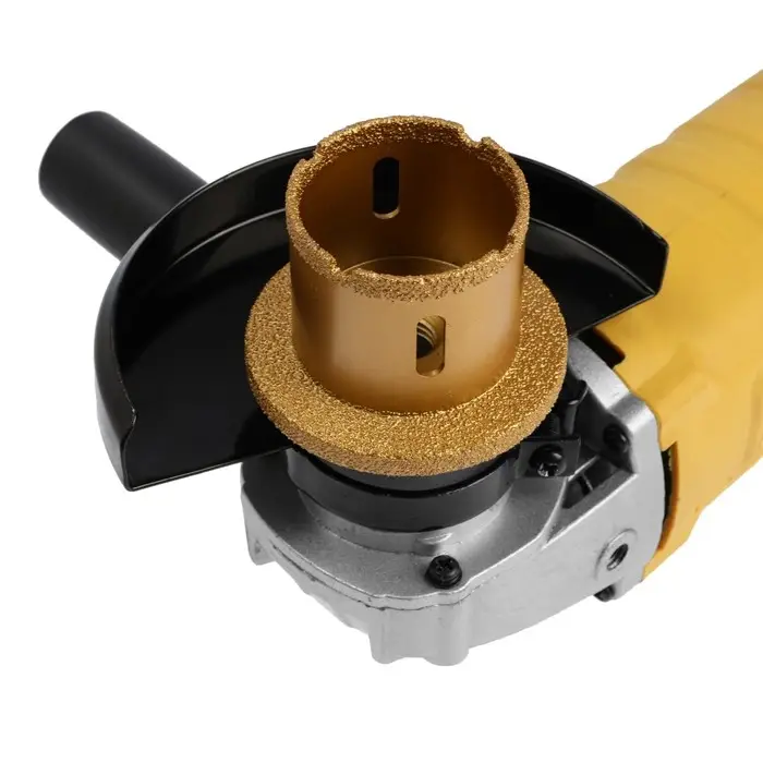 Коронка алмазная ТУНДРА, для УШМ, для отверстий под слив, по плитке, мрамору, 50/70 мм, М14