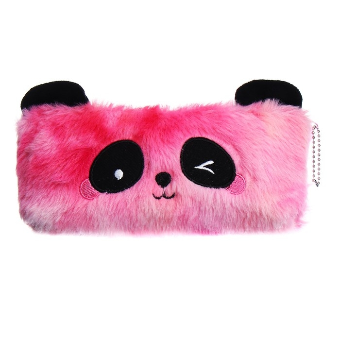 Пенал школьный меховой на молнии Calligrata Пенал школьный меховой на молнии Calligrata "Панда", микс