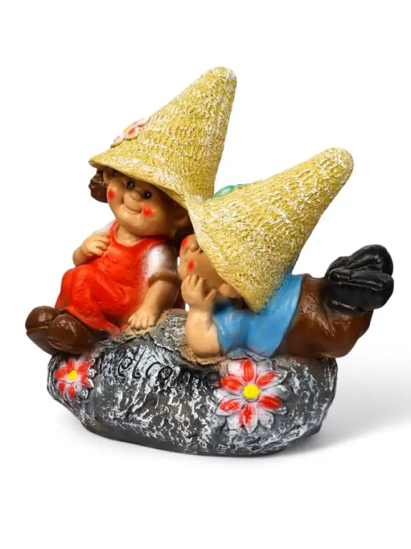 Садовая фигура из полистоуна &laquo;Девочка с мальчиком на камне&raquo;, 42&times;22&times;41 см