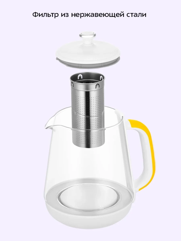 Чайник электрический стеклянный КТ-6755 - 1.7 л