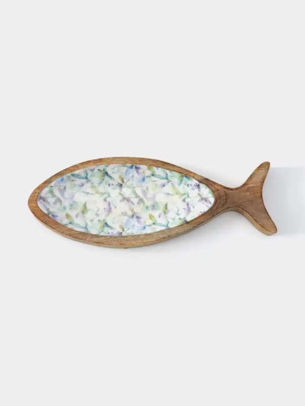 Блюдо в форме рыбки &laquo;Оттенки сирень&raquo;, 32&times;11.5&times;2 см, дерево манго