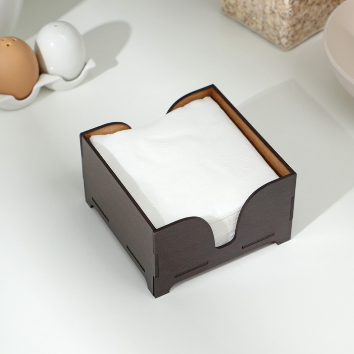 Салфетница деревянная «Мокко», без гравировки, с салфетками, цвет шоколадный Салфетница деревянная «Мокко», без гравировки, с салфетками, цвет шоколадный