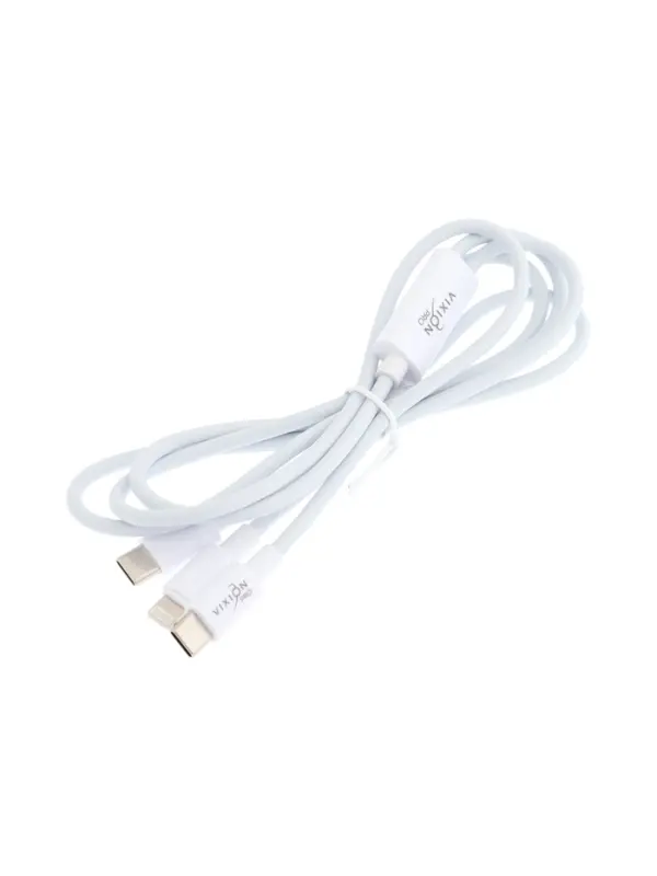 Кабель VIXION PRO VX-19, Type-C - Type-C + Lightning, 10 Вт, 1.2 м, белый
