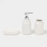 Аксессуары для ванной SAVANNA &laquo;Глянец&raquo;, 3 предмета, мыльница, дозатор для мыла, стакан, белые