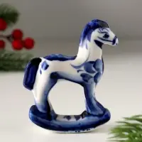 Сувенир Лошадка-качалка, 9х7,5 см , гжель
