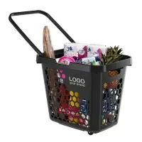 Корзина-тележка пластиковая 80 л, с 1 пластиковой ручкой, чёрная