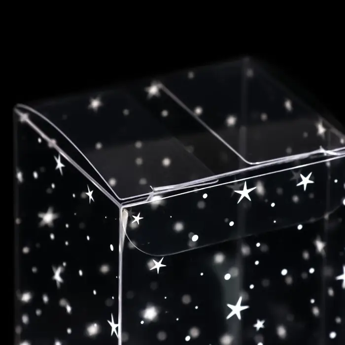 Складная прозрачная коробка из PVC, для упаковки подарков, «Звёздный горошек», 4.5×5×7.5 см Складная прозрачная коробка из PVC, для упаковки подарков, «Звёздный горошек», 4.5×5×7.5 см