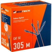Кабель BigTech BT-CECR-013 CCA UTP 4 пары, кат.5e AWG24 PVC 305м сер