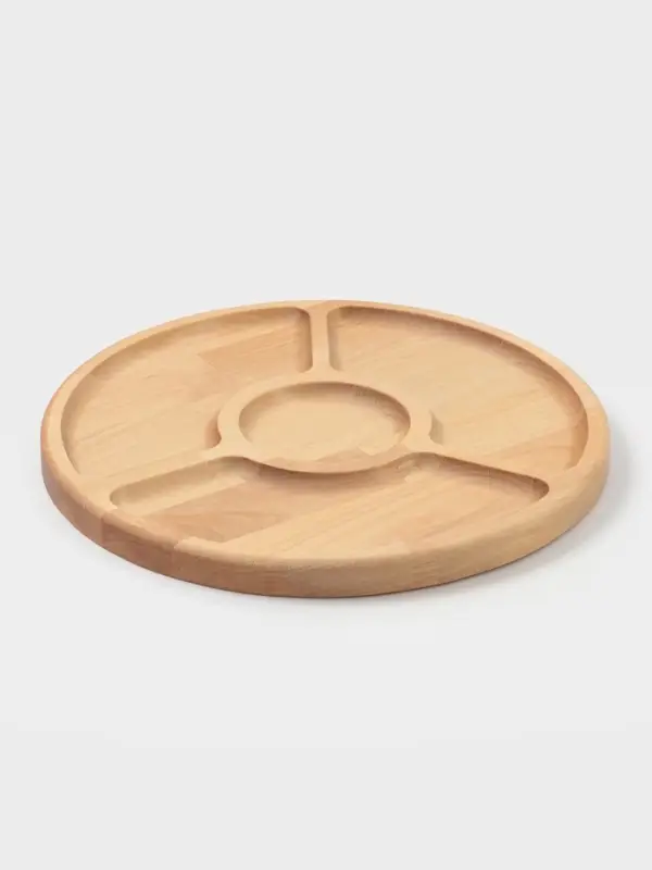 Менажница Доляна, d=27 см, 4 секции, дерево берёза