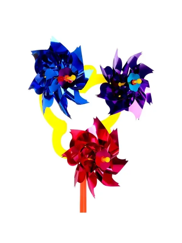 Ветерок &laquo;Вертушка тройная&raquo;, садовая, 18&times;39 см, набор 5 шт., МИКС