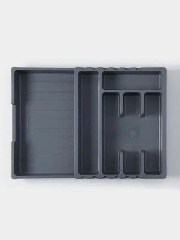 Лоток для столовых приборов раздвижной Martika &laquo;Смарт&raquo;, 5 секций, 36&times;30&times;5 см, пластик, тёмно-серый