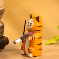 Сувенир «Кот скрипач», 3.5×8×8 см, дерево, оранжевый
