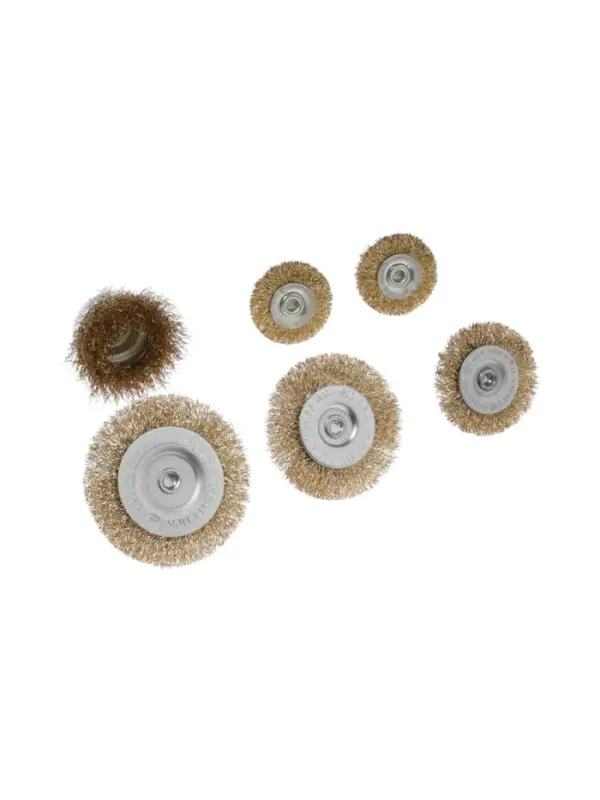 Набор щеток металлических для дрели ТУНДРА, плоские 40-50-65-75-100 мм, чашка 50 мм, 6 шт.