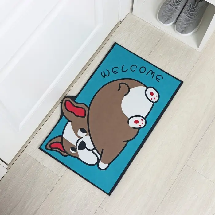 Коврик влаговпитывающий придверный &laquo;Доляна. Бульдог&raquo;, без окантовки, 38&times;57 см, синий