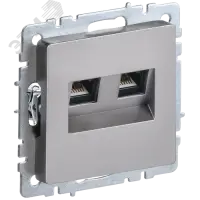 BRITE Розетка компьютерная двойная RJ45 кат.5E РК10-2-БрС сталь
