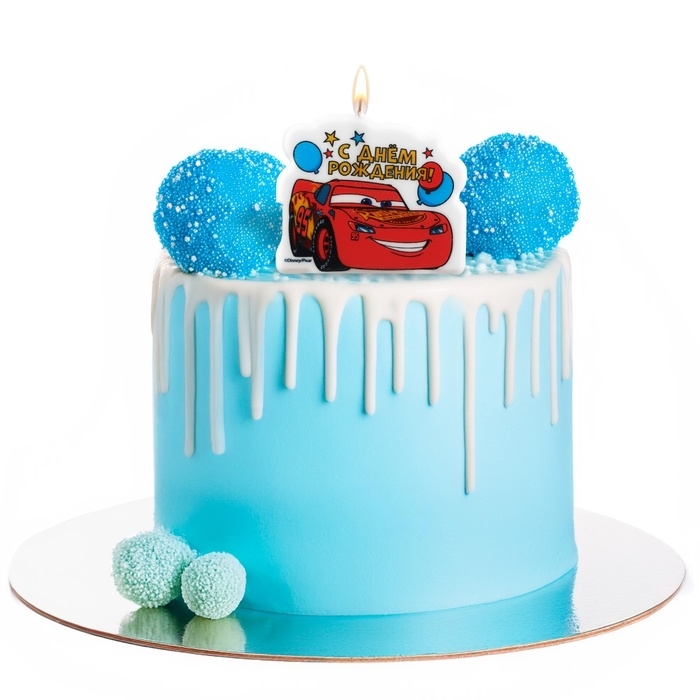 Свеча для торта  Свеча для торта "С Днем Рождения!", 8 х 8 см, Тачки