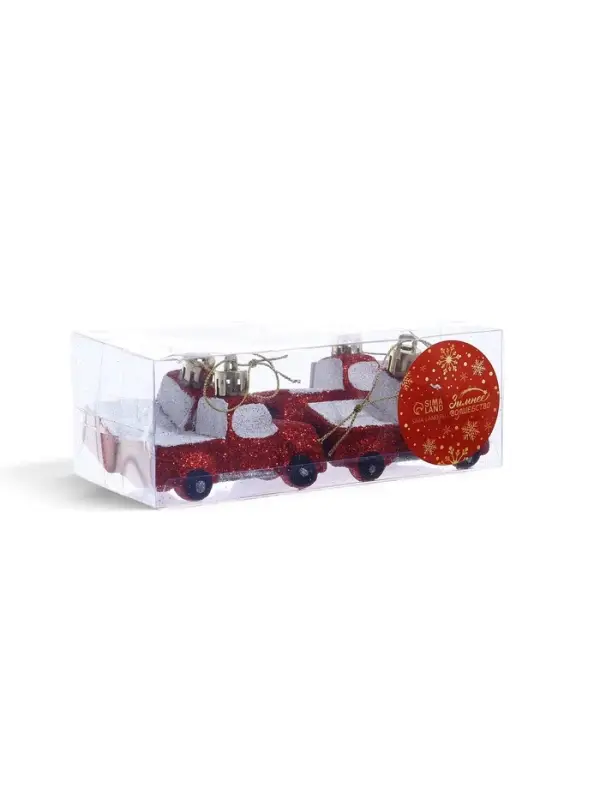 Ёлочные игрушки 4 шт. &laquo;Пикап&raquo;, 7&times;3 см, красный