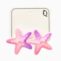 Серьги пластик "Морская звезда", цвет розово-фиолетовый