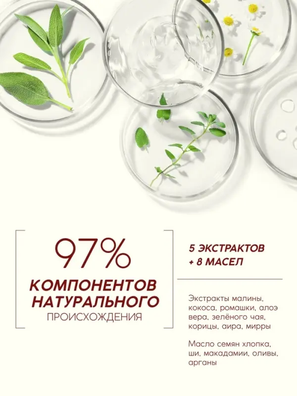 Шампунь для волос, питающий уход, аромат малины, 250 мл, Рябина