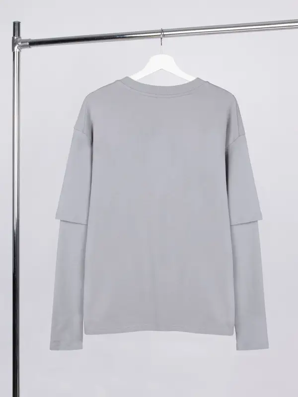 Футболка оверсайз с двойным рукавом Kosmos, светло-серая, размер XS/S Футболка оверсайз с двойным рукавом Kosmos, светло-серая, размер XS/S