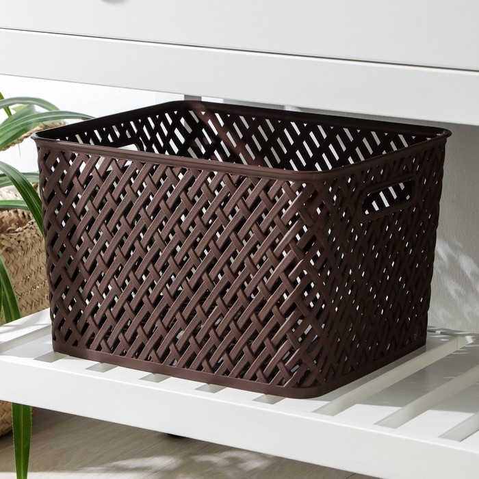 Корзина для хранения «Плетёнка», 34,5×30×22,5 см, цвет коричневый Корзина для хранения «Плетёнка», 34,5×30×22,5 см, цвет коричневый