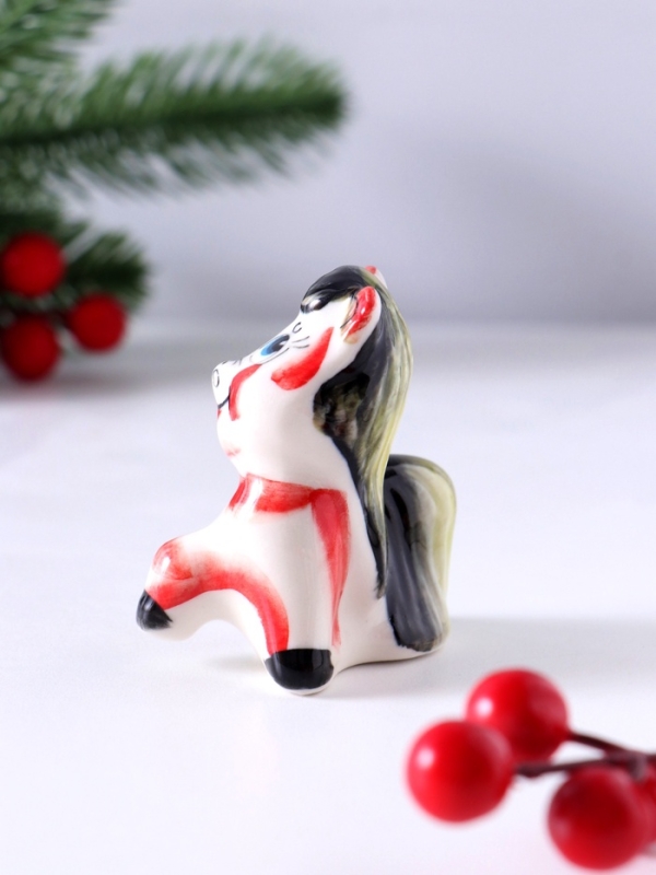 Сувенир Пони, 6,5х5х3,5 см, гжель, цвет Сувенир Пони, 6,5х5х3,5 см, гжель, цвет