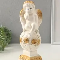 Фигура гипс &laquo;Ангел на шаре&raquo;, белый, 37&times;12&times;12 см