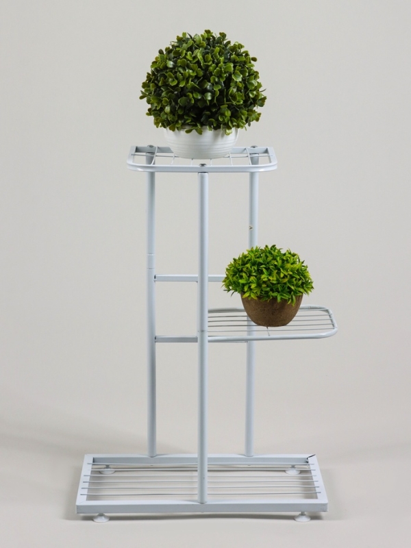 Подставка для цветов Greengo, 3 полки, 43 × 22 × 57 см, напольная, металл, белая Подставка для цветов Greengo, 3 полки, 43 × 22 × 57 см, напольная, металл, белая