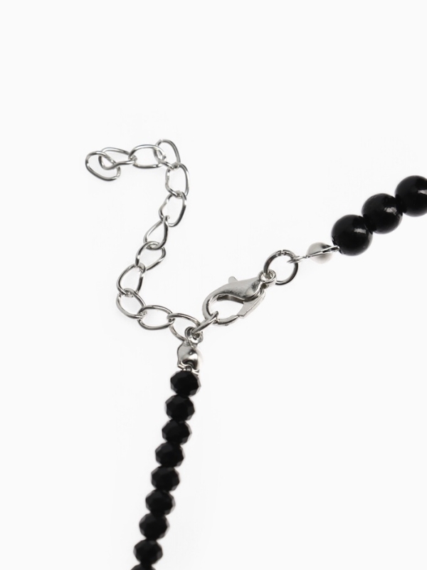 Бусы «Бантик» бусина №4,6, цвет чёрный в серебре, 40 см