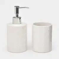 Набор для ванной "Плетение", 2 предмета (дозатор для мыла, стакан), цвет белый