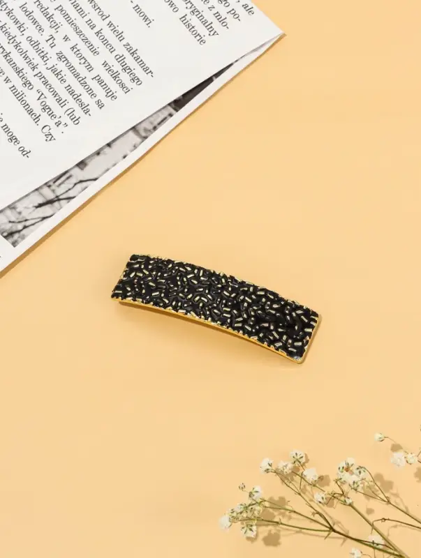 Заколка - автомат для волос QF &laquo;Фелиса&raquo;, 8 см, чёрно-золотая