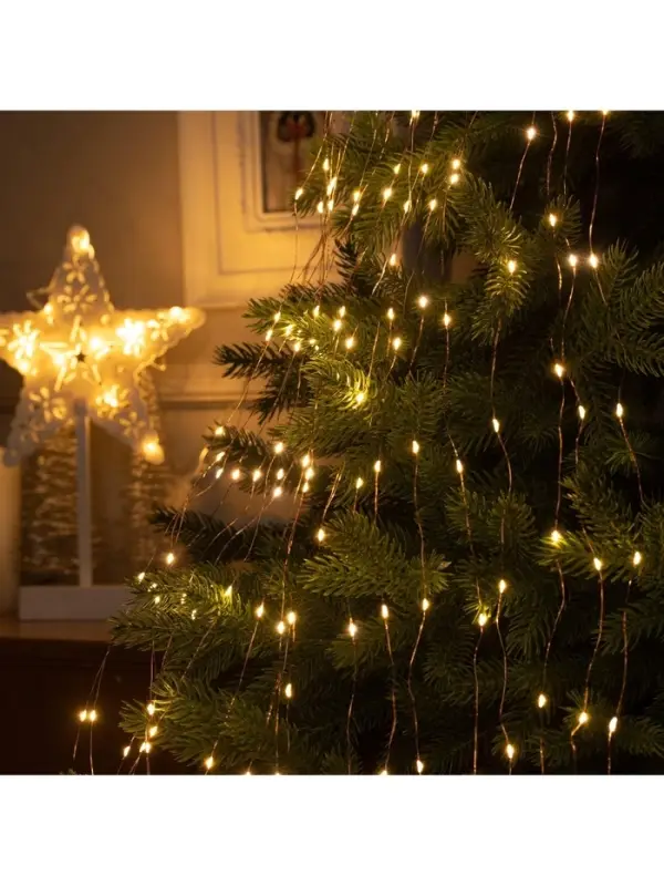 Гирлянда &laquo;Конский хвост&raquo; 20 нитей по 2 м, IP20, медная нить, 400 LED, свечение тёплое белое, 12 В