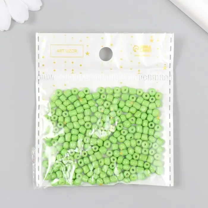 Бисер круглый 6/0  Бисер круглый 6/0 "Зелёный неон" 20 гр