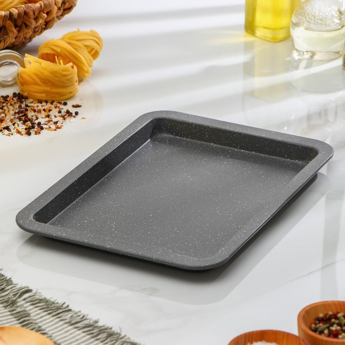 Противень Доляна «Элин Мрамор. Прямоугольник», 33×23×2 см, антипригарное покрытие, цвет серый Противень Доляна «Элин Мрамор. Прямоугольник», 33×23×2 см, антипригарное покрытие, цвет серый