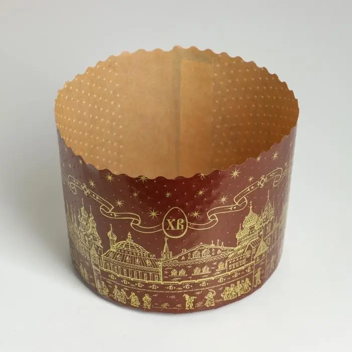 Форма бумажная для кулича Форма бумажная для кулича "Храм золотой" 134 x 100 мм