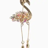 Брошь "Фламинго", кристалл, ноги двигаются, цвет бело-малиновый золоте