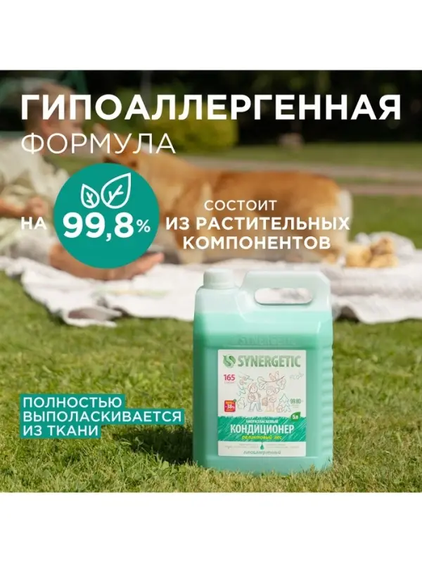 Кондиционер-ополаскиватель для белья Synergetic &laquo;Реликтовый лес&raquo;, гипоаллергенный, 5 л