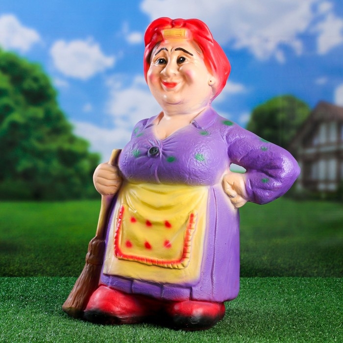 Садовая фигура  Садовая фигура "Теща с метлой средняя" 59х40х25см  МИКС