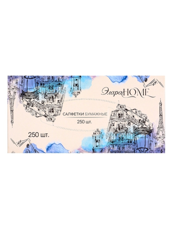Салфетки бумажные в коробке Элара HOME "Вечер в Париже", 250 шт.