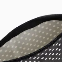 Косметичка - пенал на молнии, плоская, маленькая, в горох, чёрная