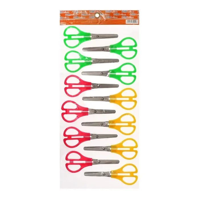 Ножницы канцелярские 13 см, пластиковые ручки, закруглённые концы с линейкой, корпус МИКС Ножницы канцелярские 13 см, пластиковые ручки, закруглённые концы с линейкой, корпус МИКС