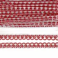 Тесьма плетёная красно-белый в рулоне 20 метров