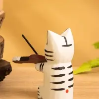 Сувенир «Кот скрипач», 3.5×8×8 см, дерево, белый