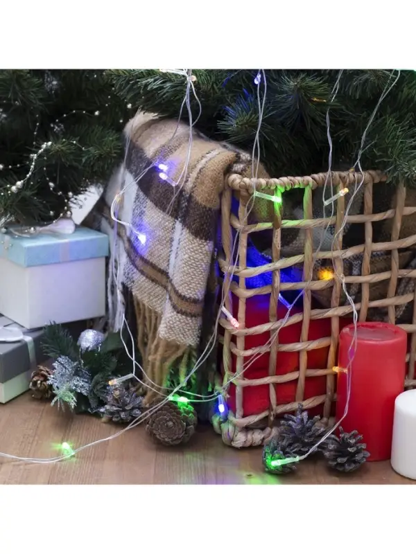 Гирлянда &laquo;Нить&raquo; 2.5 м, IP20, прозрачная нить, 25 LED, свечение мульти, фиксинг, 220 В