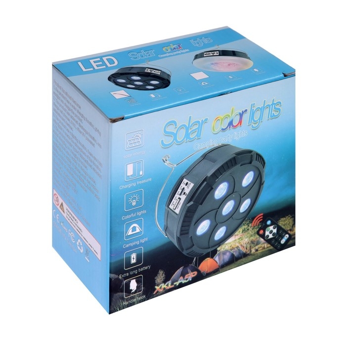 Садовый светильник на солнечной батарее «Прожектор», 13 × 6 × 13 см, 6 LED, пульт ДУ, свечение RGBW Садовый светильник на солнечной батарее «Прожектор», 13 × 6 × 13 см, 6 LED, пульт ДУ, свечение RGBW