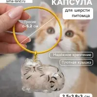 Брелок - обвес для сумки для шерсти кошачьей на тросе для ключей, рюкзака &laquo;Полосатый котик спит&raquo;, капсула с секретом, трос d=5.2 см 2.5&times;3.8&times;3 см