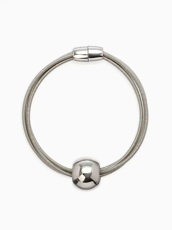 Набор 2 пред-та: колье, браслет Набор 2 пред-та: колье, браслет "Бусина на нитях", цвет серебро