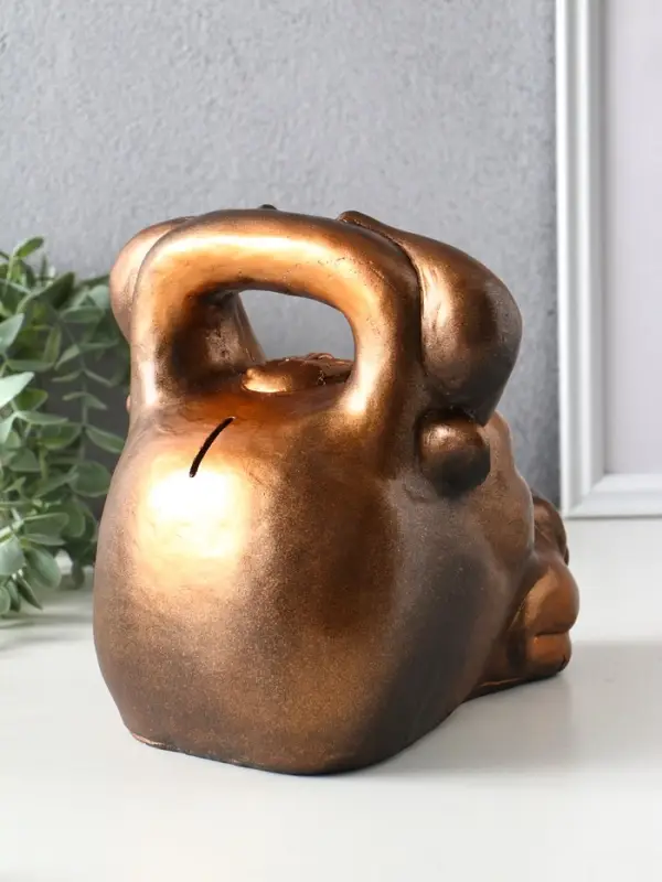Копилка для денег &laquo;Бык гиря&raquo;, гипс, золото-бронза, 20&times;21&times;19 см